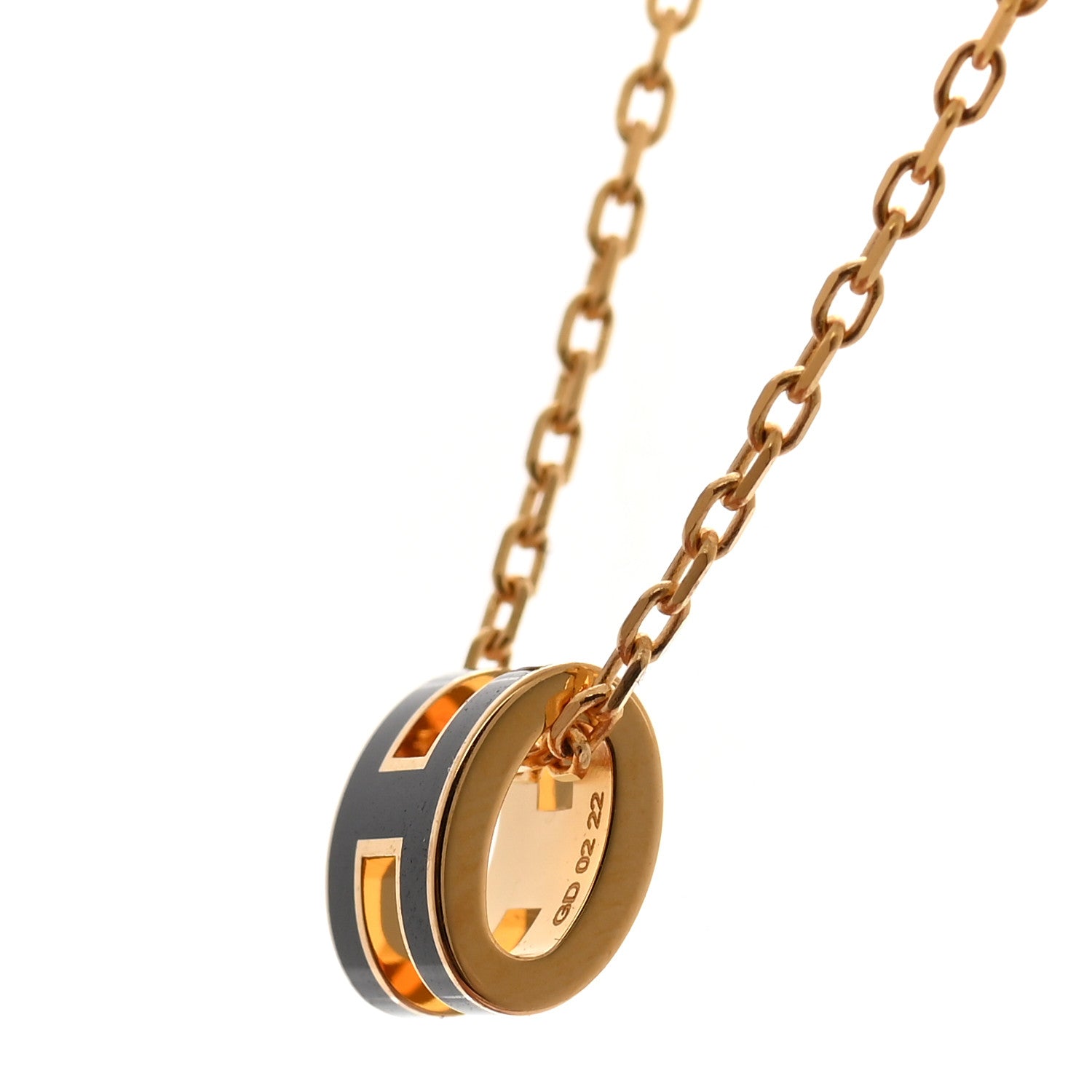 Hermes Lacquered Gold Mini Pop H Pendant Necklace Black 5 of 6