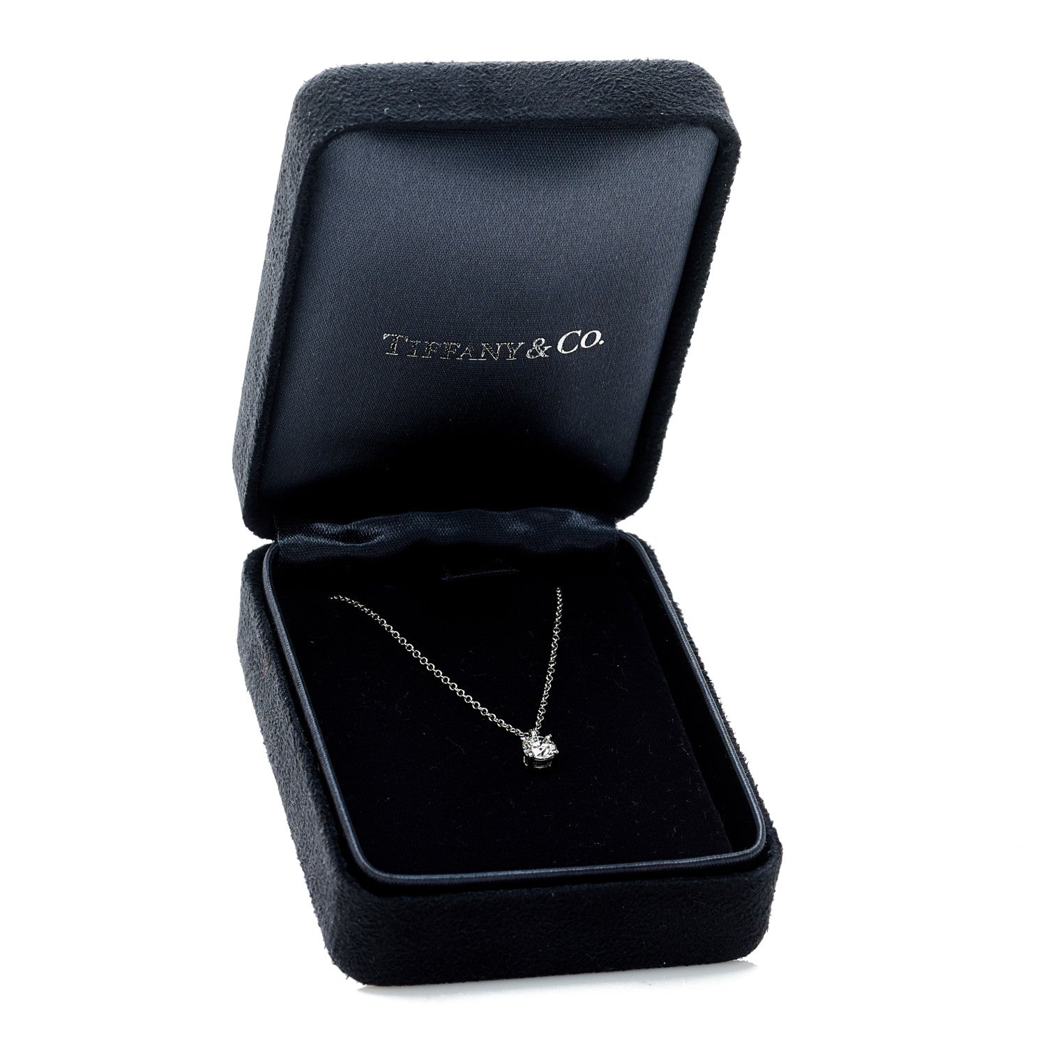 Tiffany Platinum Diamond .33ct Solitaire Pendant Necklace 6 of 6