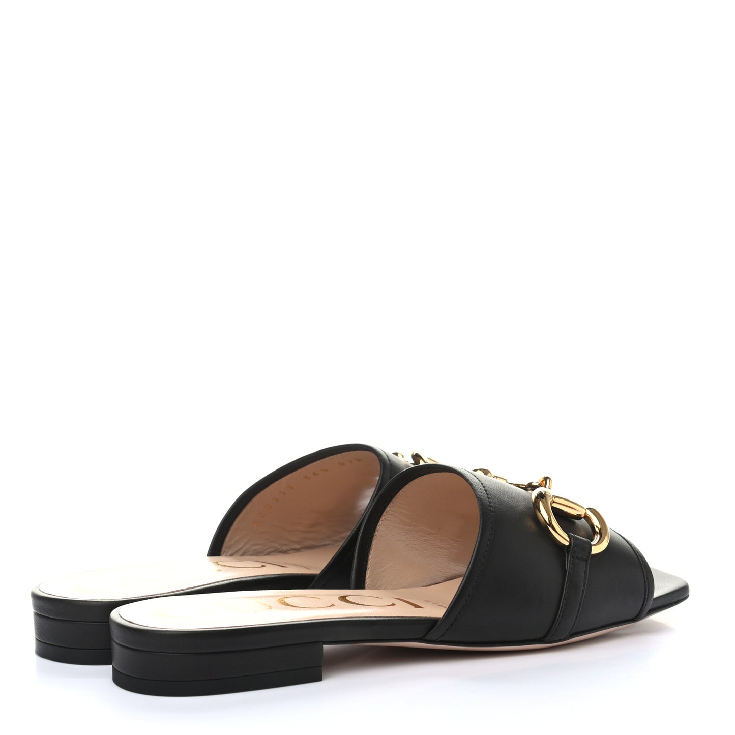 Nappa Horsebit Flat Slide Sandals 36.5 Black