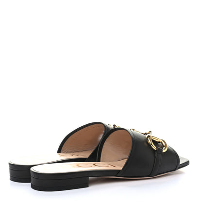Gucci Nappa Horsebit Flat Slide Sandals 36.5 Black 4 of 9