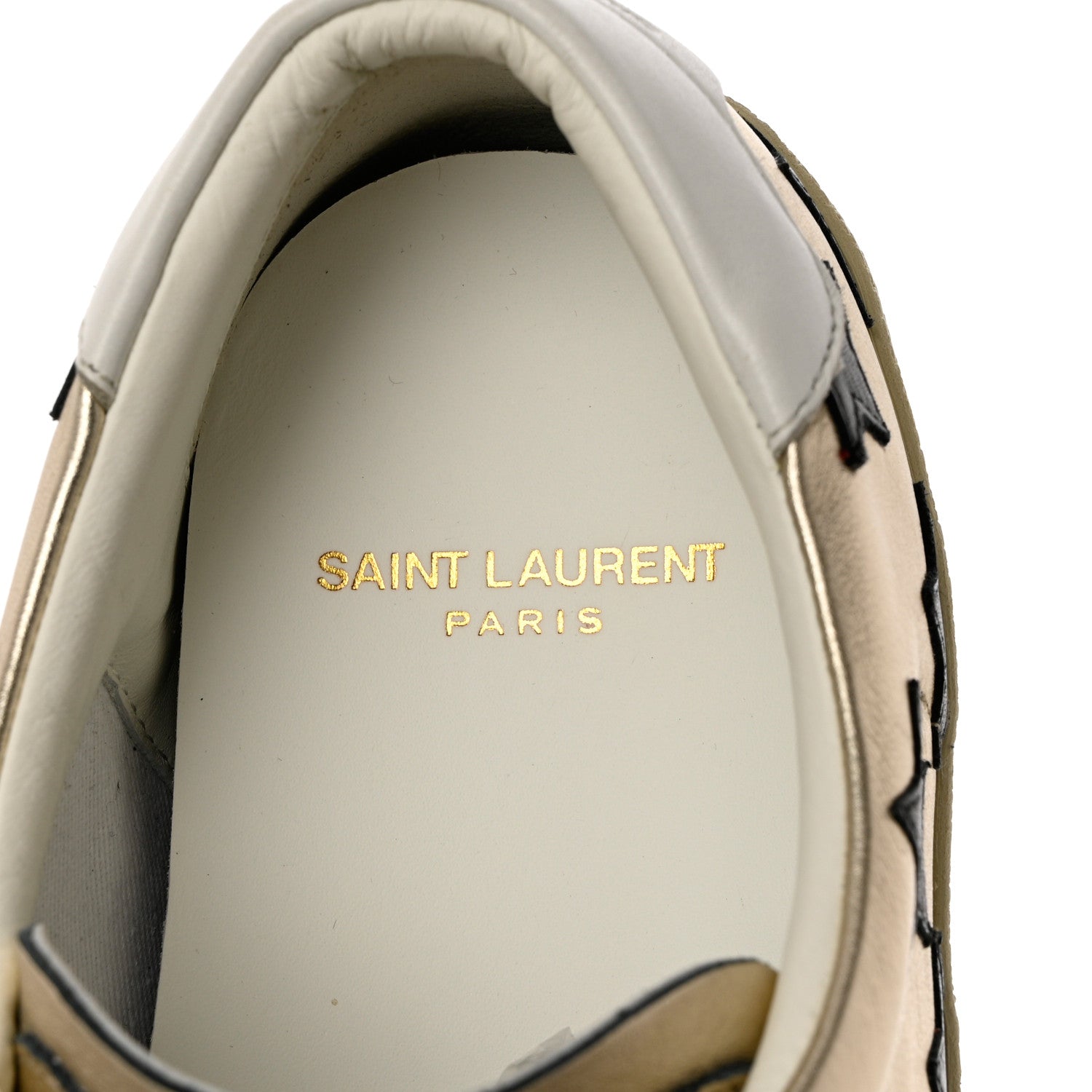 Saint Laurent Calfskin Star Court Sneakers 40 Gold Black 7 of 9