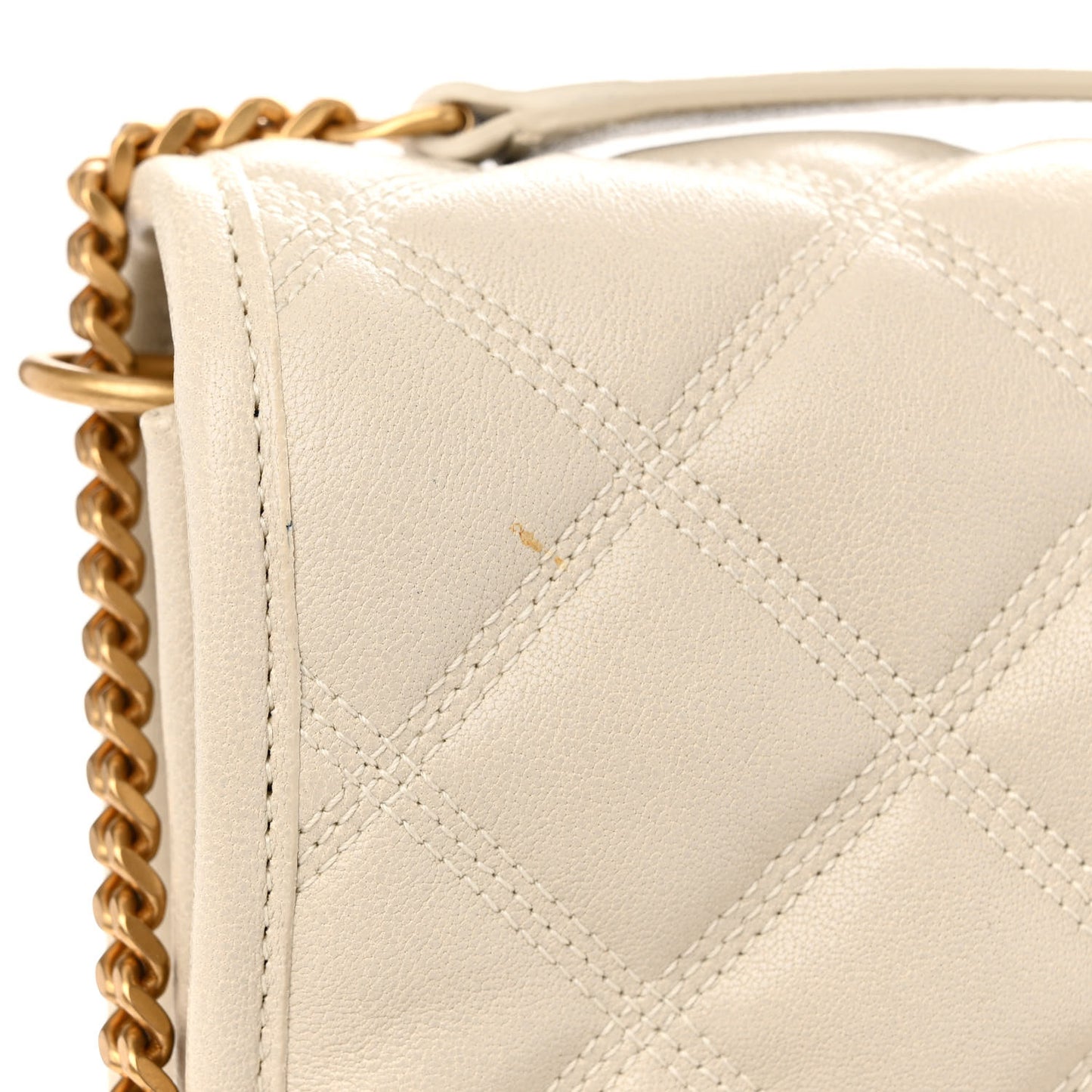 Lambskin Quilted Large Becky Chain Bag Crema Soft