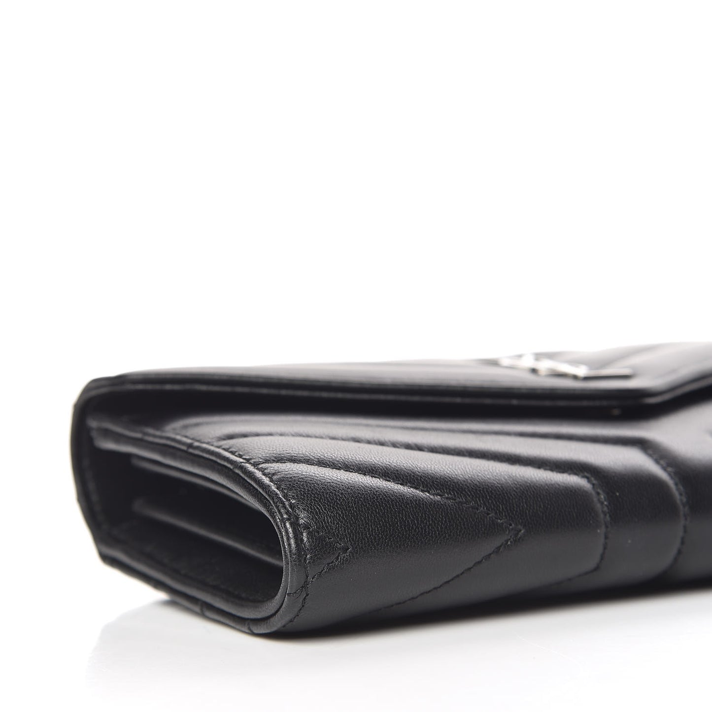 Lambskin Y Quilted Monogram Large Loulou Flap Wallet Black
