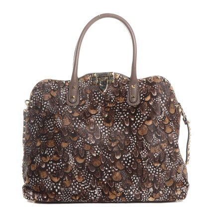 Valentino Garavani Calf Hair Feather Rockstud Dome Satchel 1 of 7