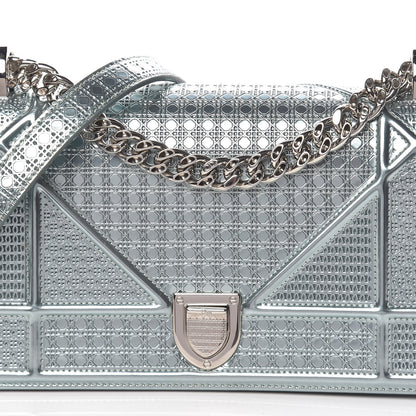Christian Dior Metallic Patent Micro-Cannage Small Diorama Flap Bag Azur 13 of 13