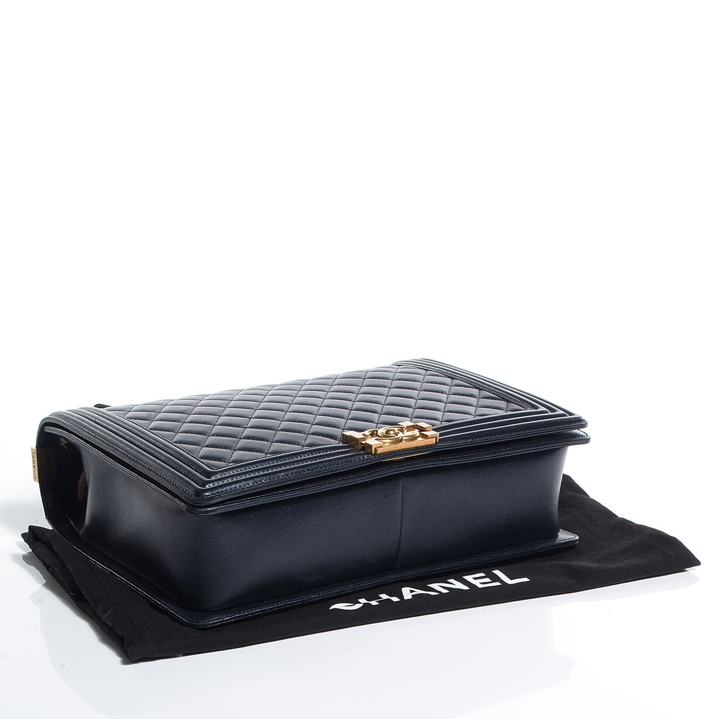 Lambskin Quilted Large Boy Flap Pearl Black
