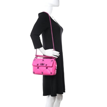 Valentino Garavani Nappa Lacquer Monochrome Medium Roman Stud Shoulder Bag Pink PP 2 of 9