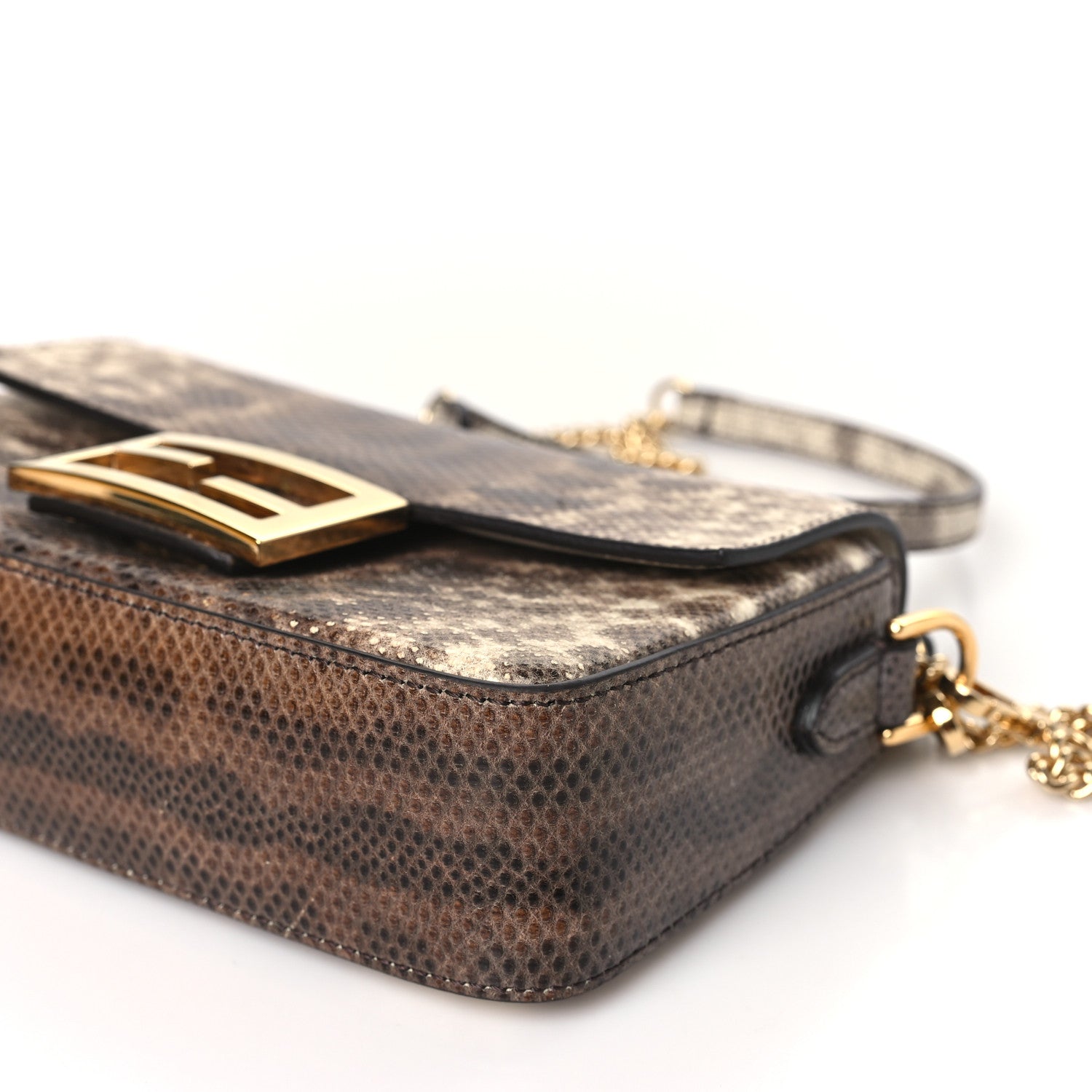 Fendi Vitello Karung Effect FF Mini Baguette Beige 10 of 11