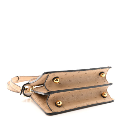 Fendi Ostrich Shiny Nappa Petite Peekaboo I SEE U Satchel Sasso 4 of 9