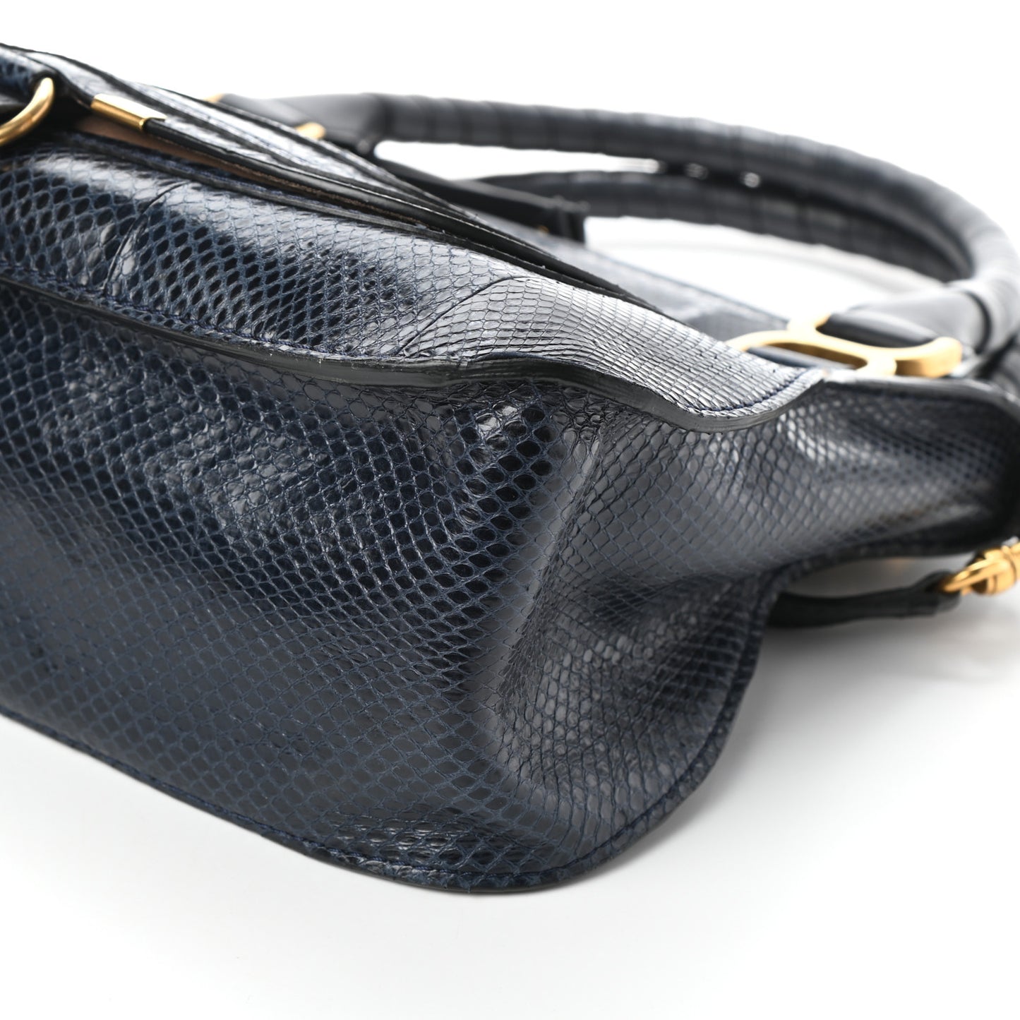 Calfskin Snake Embossed Medium Marcie Satchel Navy
