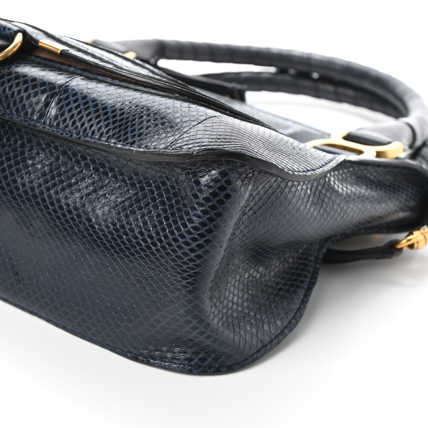 Chloe Calfskin Snake Embossed Medium Marcie Satchel Navy 9 of 9