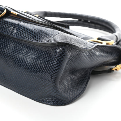 Chloe Calfskin Snake Embossed Medium Marcie Satchel Navy 9 of 9