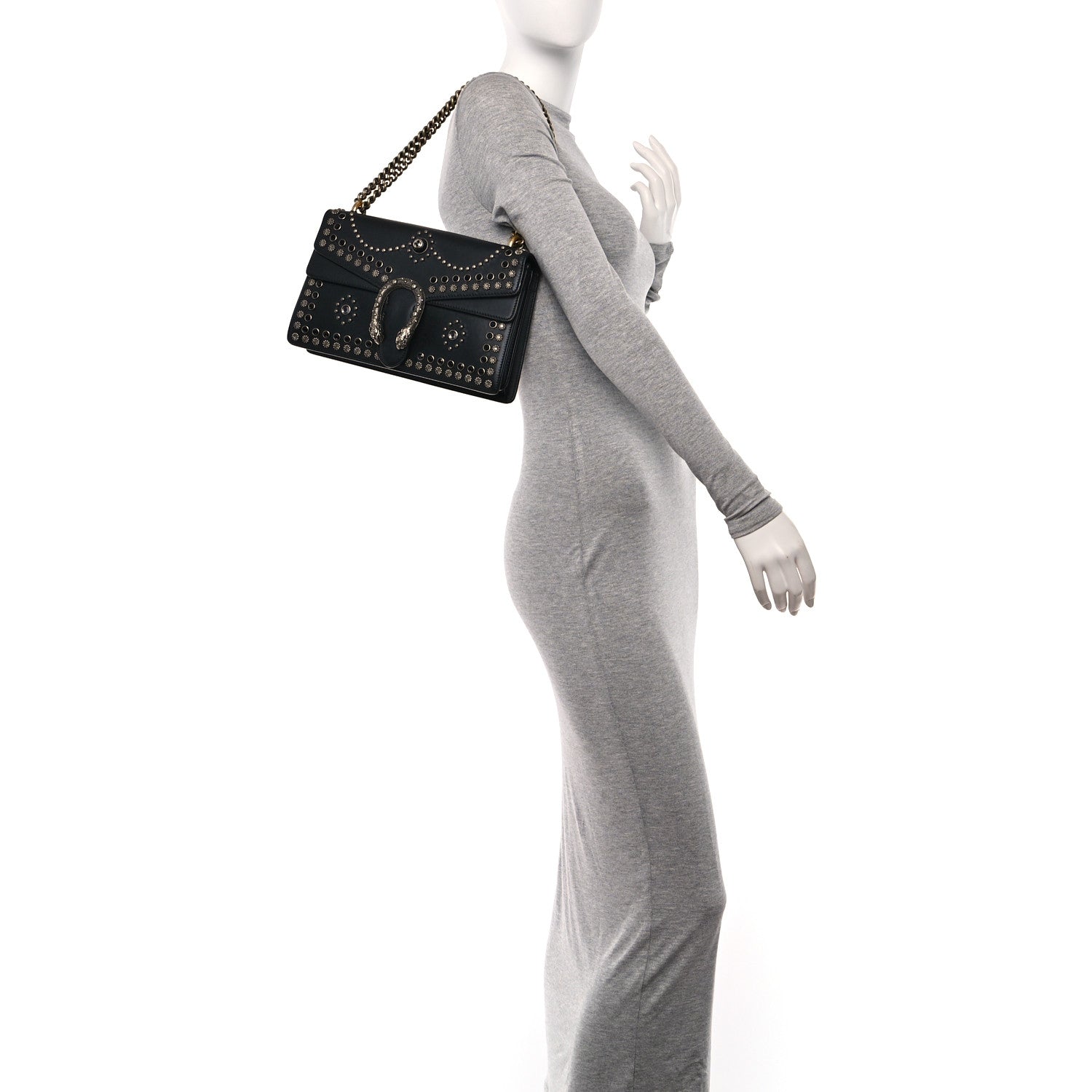 Gucci Calfskin Studded Small Dionysus Shoulder Bag Black 2 of 10