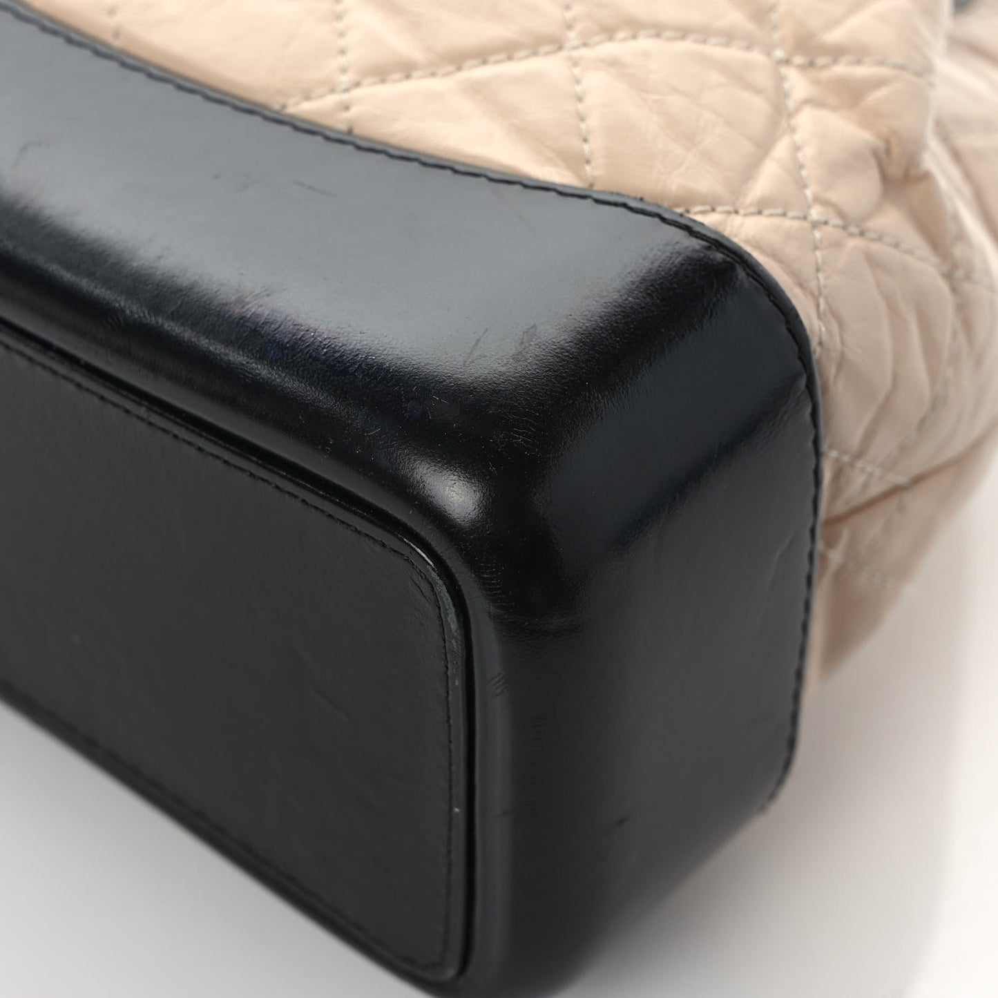 Aged Calfskin Quilted Small Gabrielle Backpack Beige Black