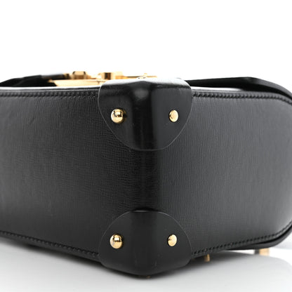 Gucci Calfskin Small Padlock Bamboo Shoulder Bag Black 9 of 10