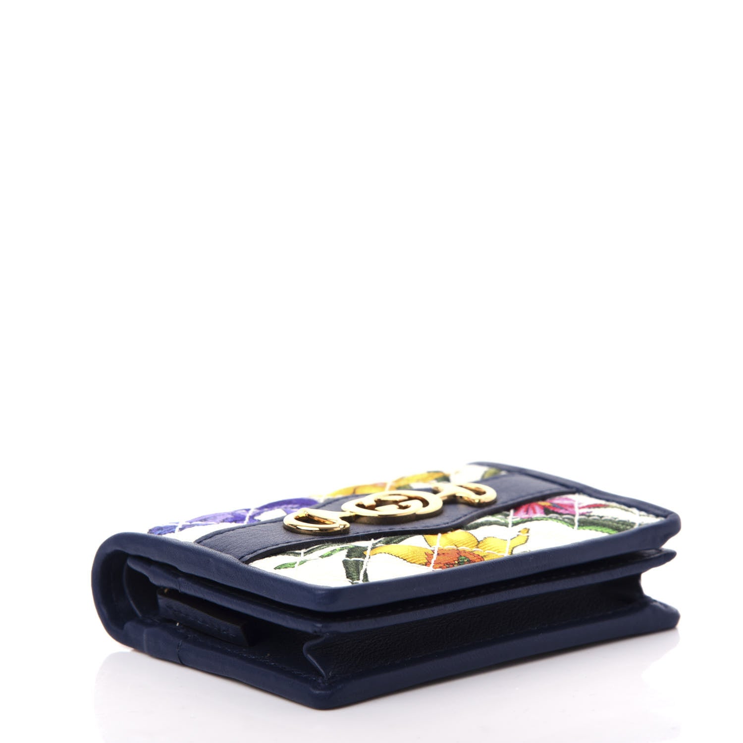 Gucci Canvas Flora Floral Trapuntata Zumi Card Case Wallet Great White Multicolor Blue Agata 3 of 6