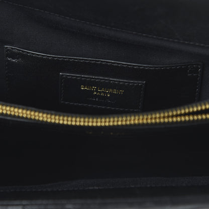 Saint Laurent Sheepskin Matelasse Chevron Monogram Large College Satchel Black 9 of 10