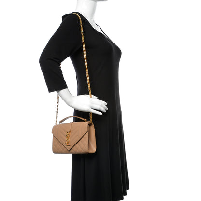 Saint Laurent Grain De Poudre Textured Mixed Matelasse Triquilt Small Monogram Satchel Cork 2 of 8