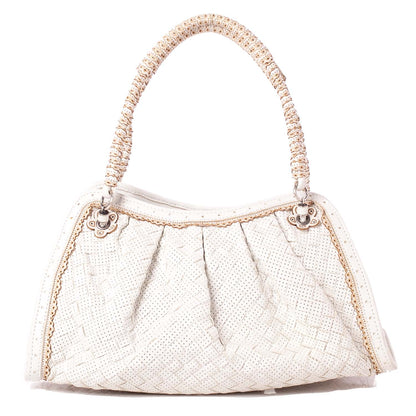 Bottega Veneta Woven Perforated Shoulder Bag Bianco 1 of 9