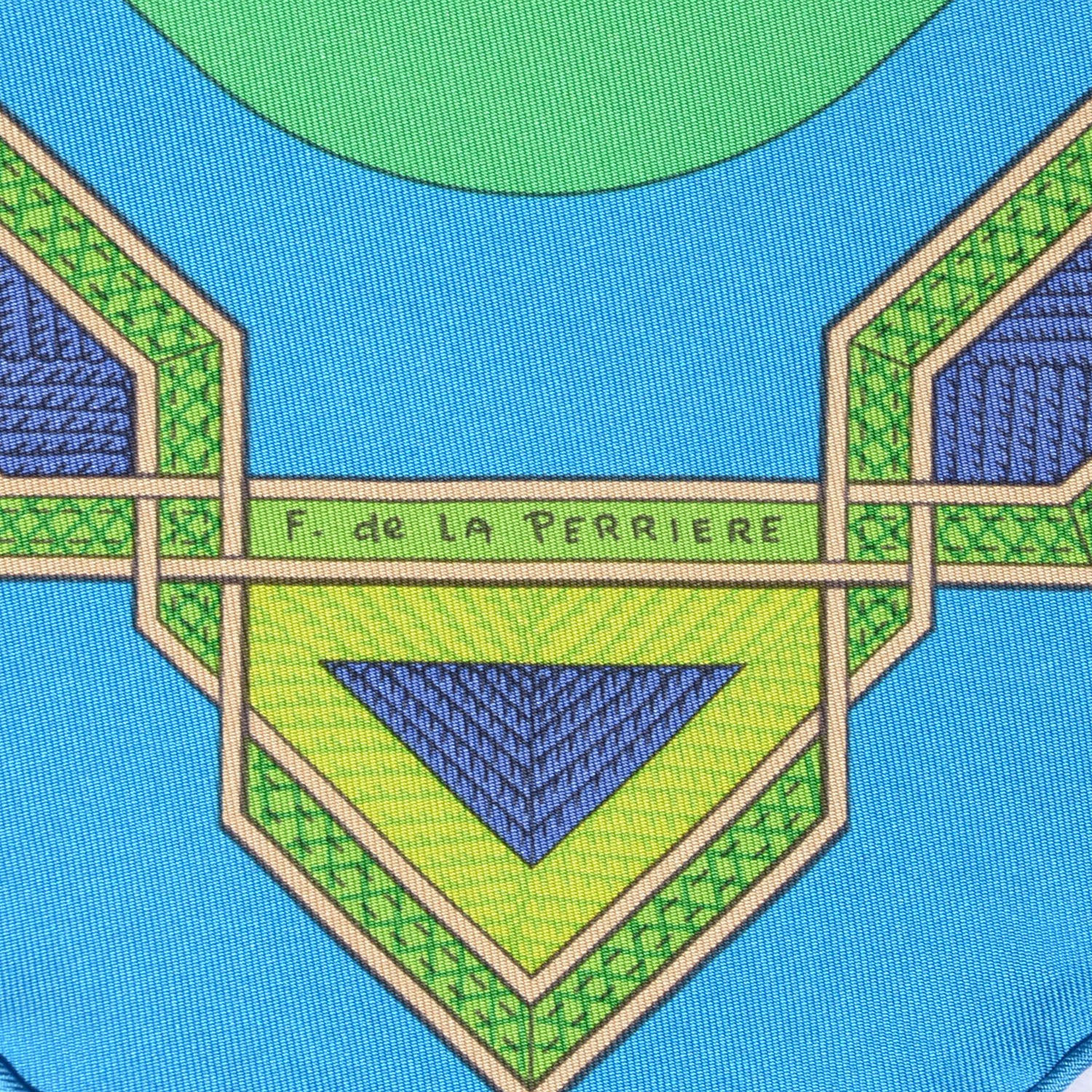 Hermes Silk Cuirs Du Desert Scarf 90 Cobalt Vert Lavande 4 of 5