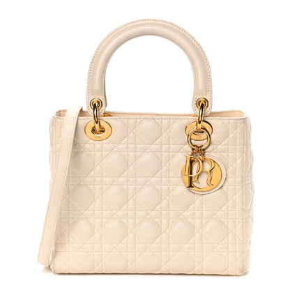 Christian Dior Lambskin Cannage Medium Lady Dior Light Beige 1 of 13