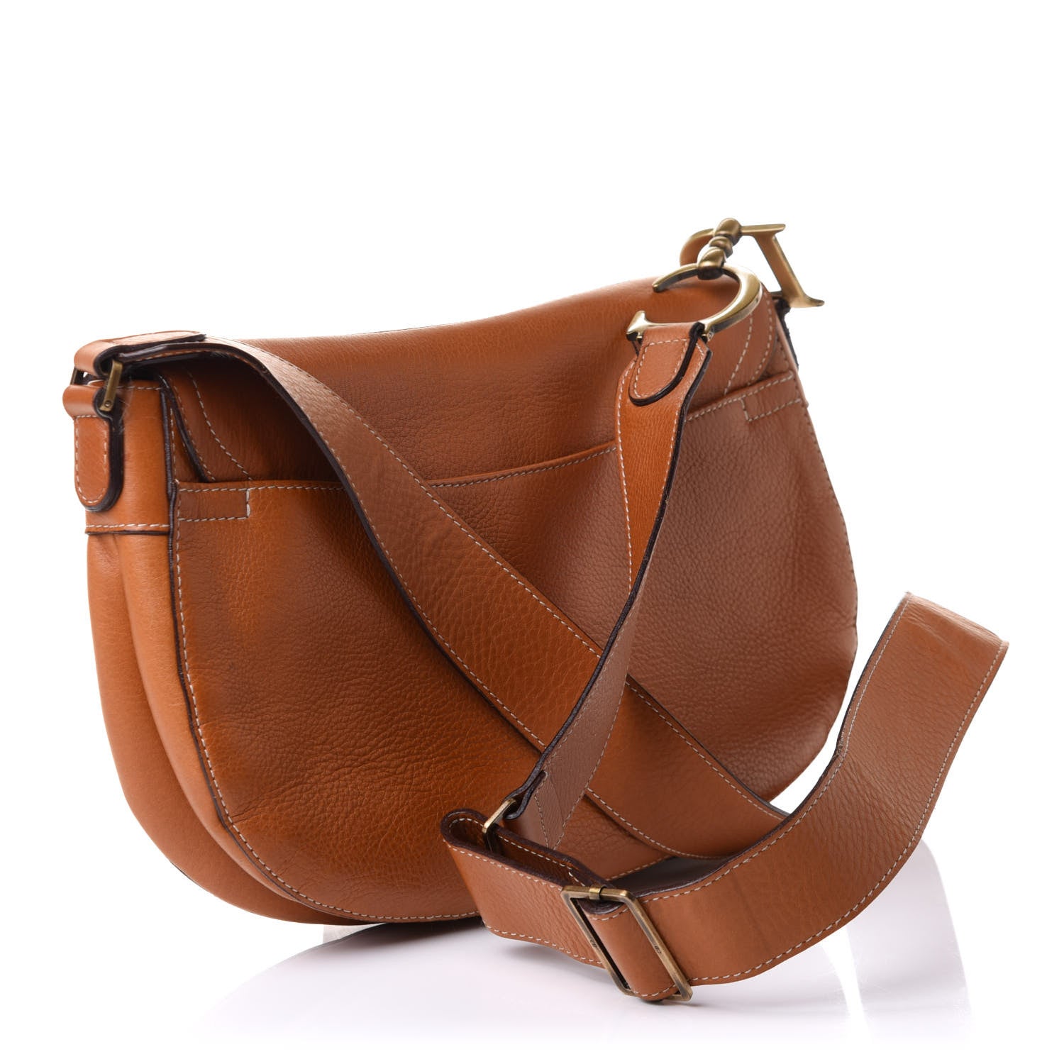 Christian Dior Calfskin Baudrier Double Saddle Bag Brown 2 of 10