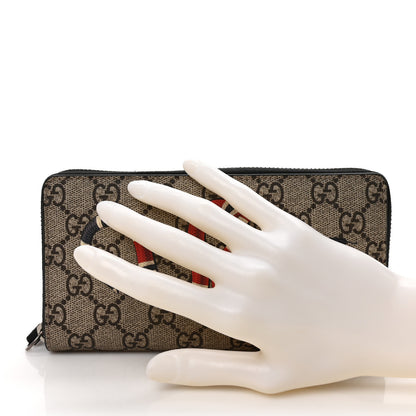 Gucci GG Supreme Monogram Kingsnake Zip Around Wallet Black 2 of 7