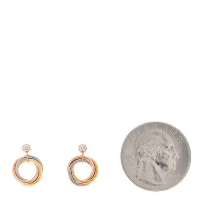 Cartier 18K Pink Yellow White Gold Diamond Trinity Drop Earrings 2 of 5
