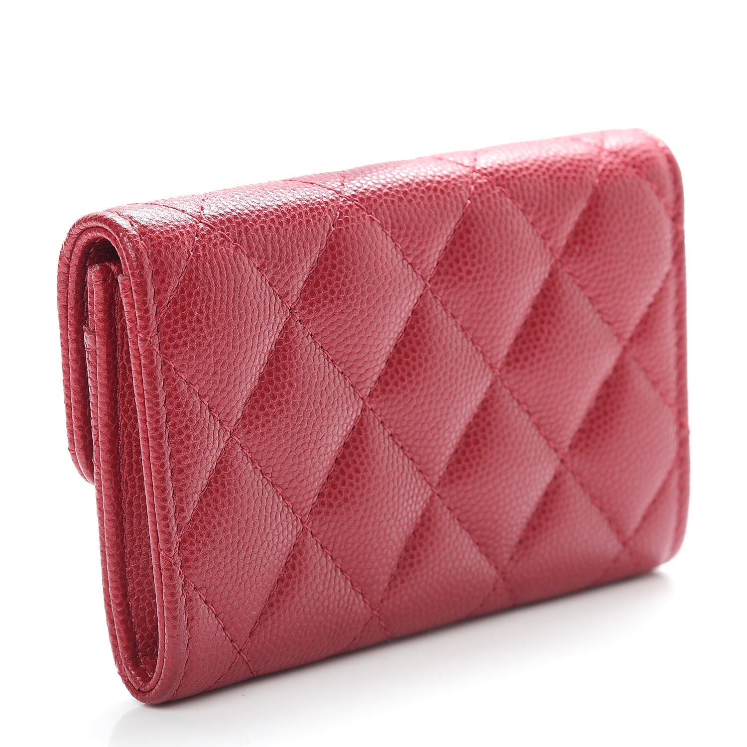 Chanel Caviar Quilted Flap Card Holder Dark Pink 3 of 9