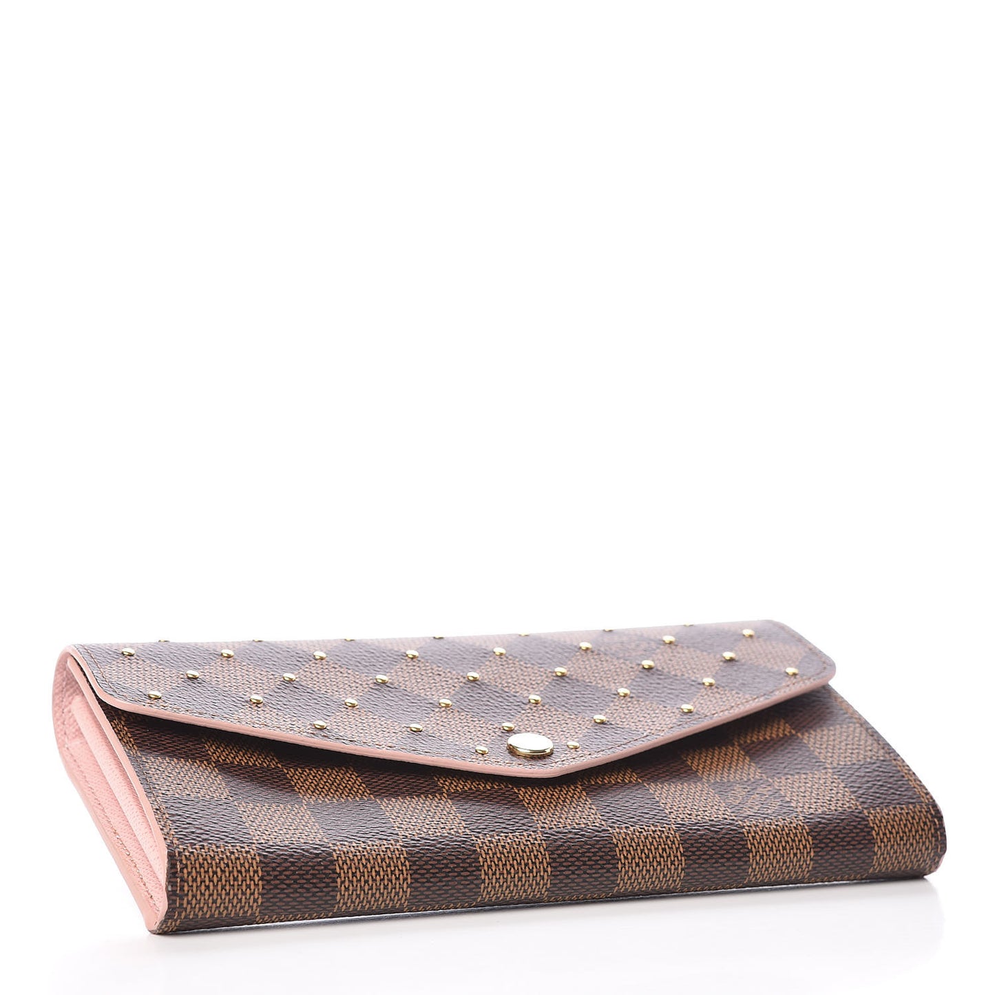 Damier Ebene Studded Sarah Wallet NM Rose Ballerine