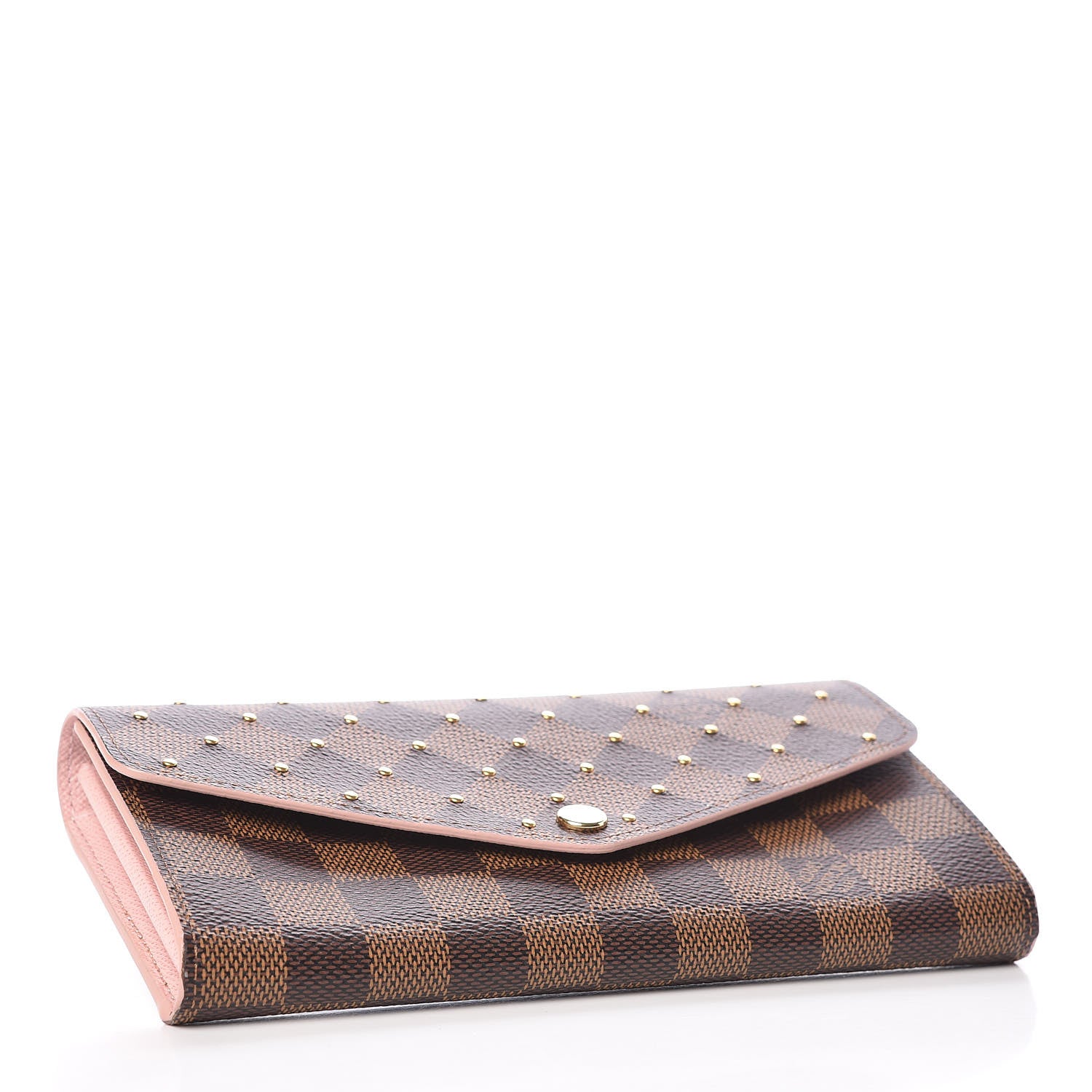 Louis Vuitton Damier Ebene Studded Sarah Wallet NM Rose Ballerine 4 of 10