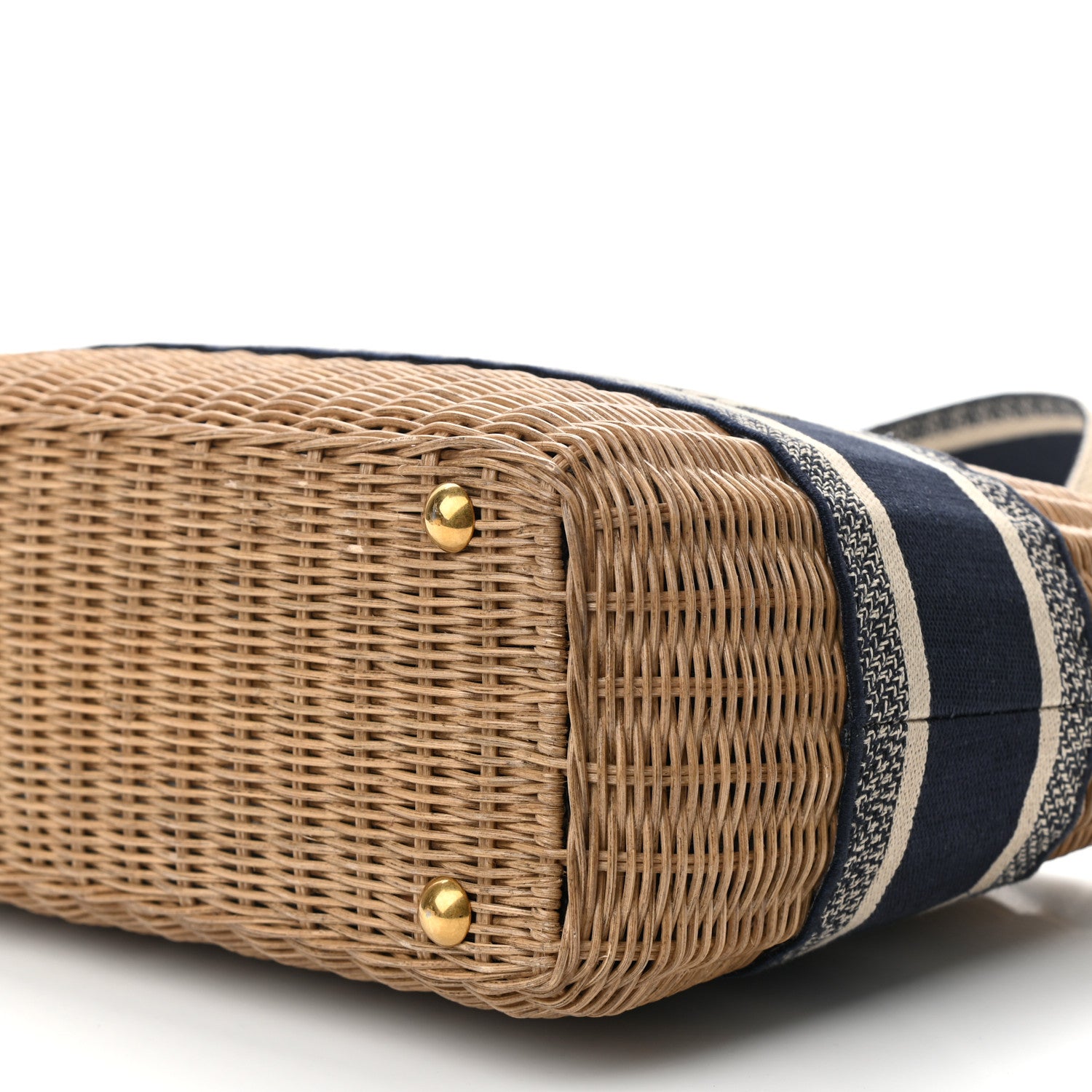 Christian Dior Wicker Oblique Basket Bag Blue 9 of 9