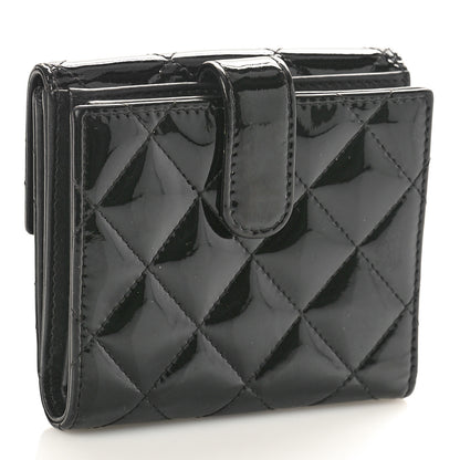 Chanel Patent Quilted Compact French Flap Wallet Black 3 of 10
