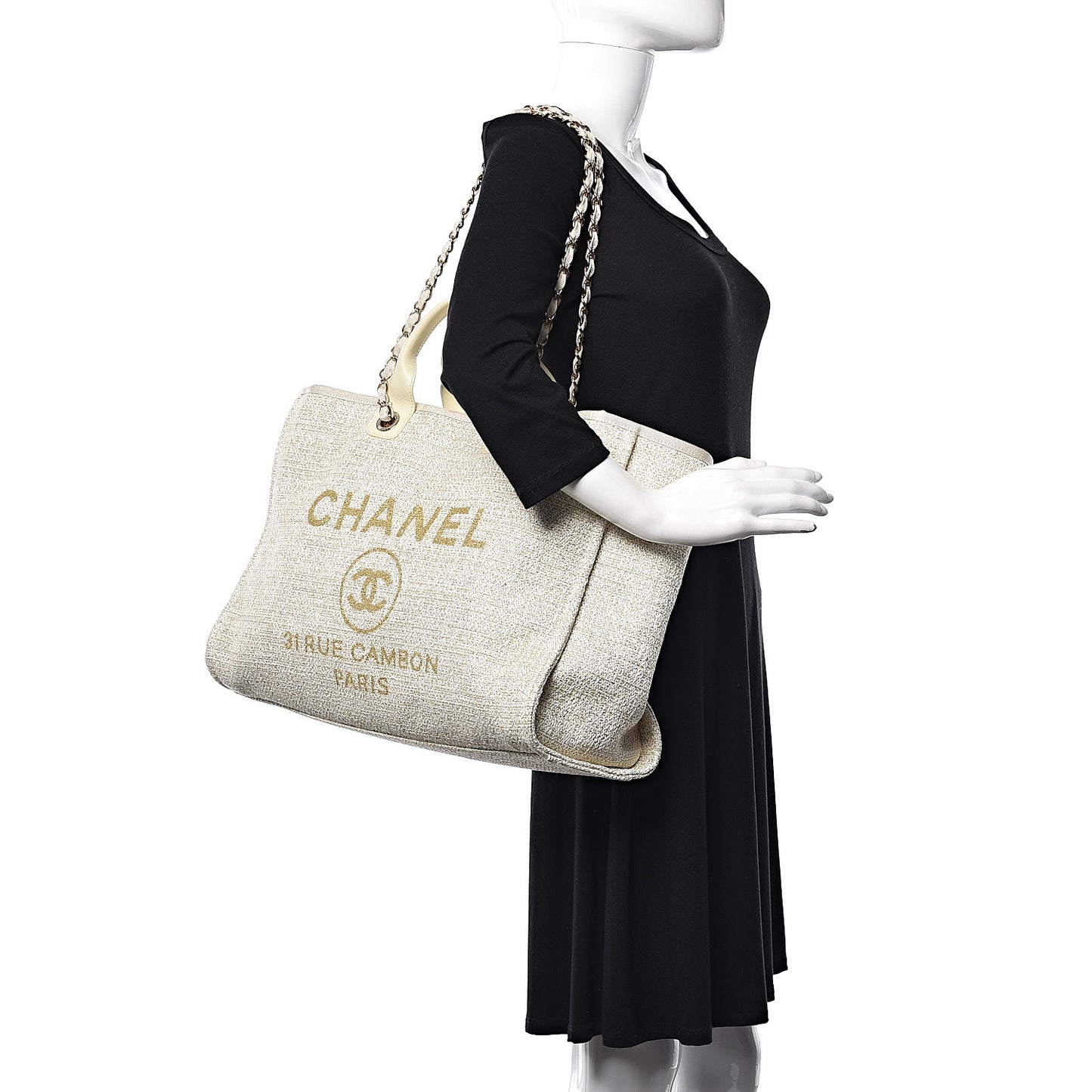 Canvas Large Deauville Tote Ivory