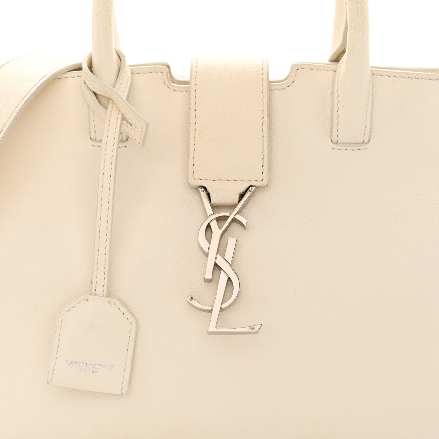 Saint Laurent Smooth Calfskin Heart Embroidered Baby Monogram Downtown Cabas New Milk 12 of 28