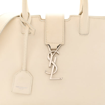 Saint Laurent Smooth Calfskin Heart Embroidered Baby Monogram Downtown Cabas New Milk 12 of 28