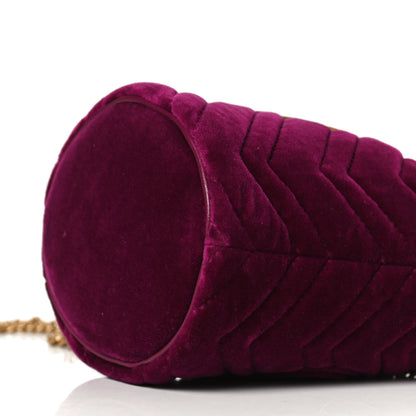Gucci Velvet Matelasse Mini GG Marmont 2.0 Bucket Bag Fuchsia Violet Cyclamen 9 of 11