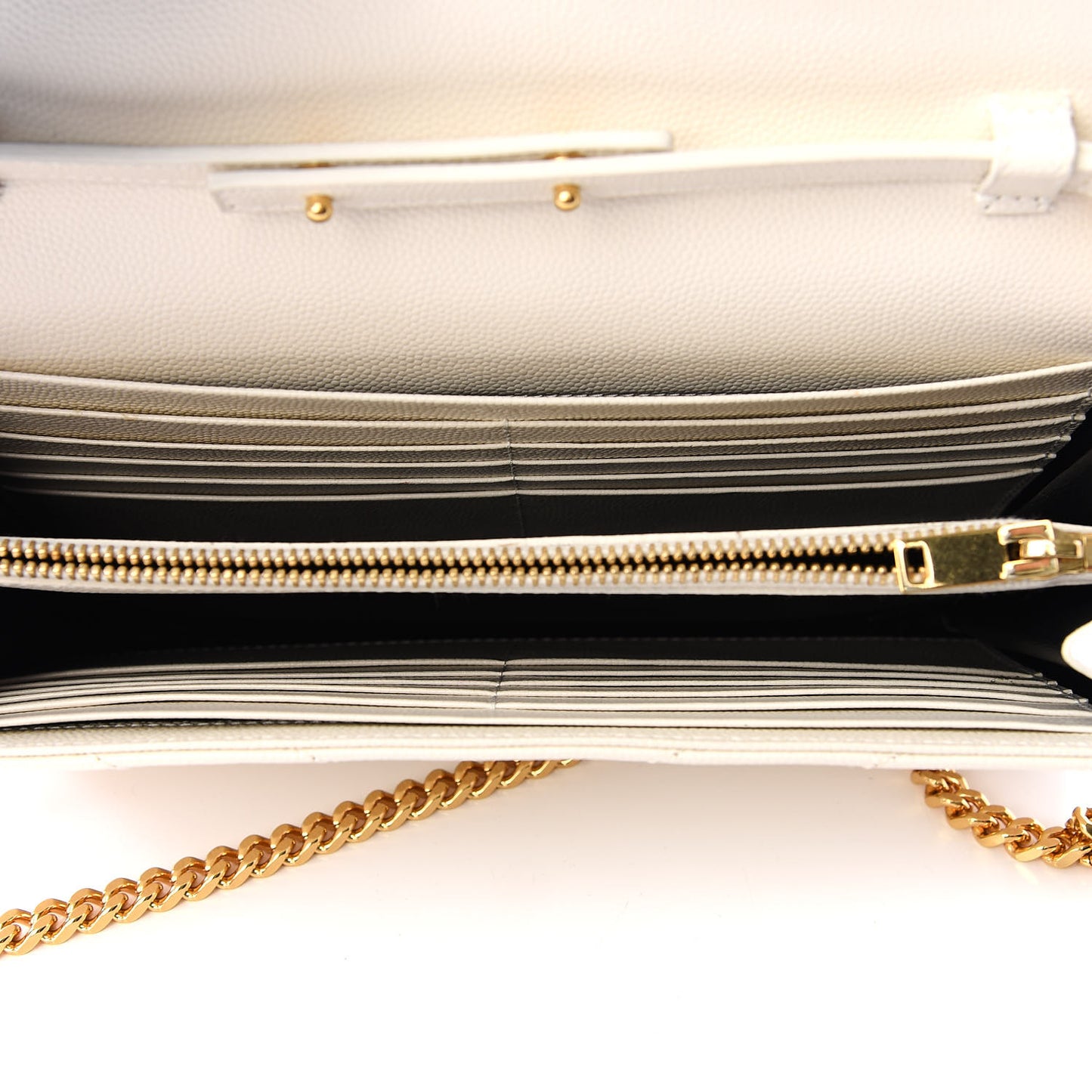 Grain De Poudre Matelasse Chevron Monogram Chain Wallet Porcellana
