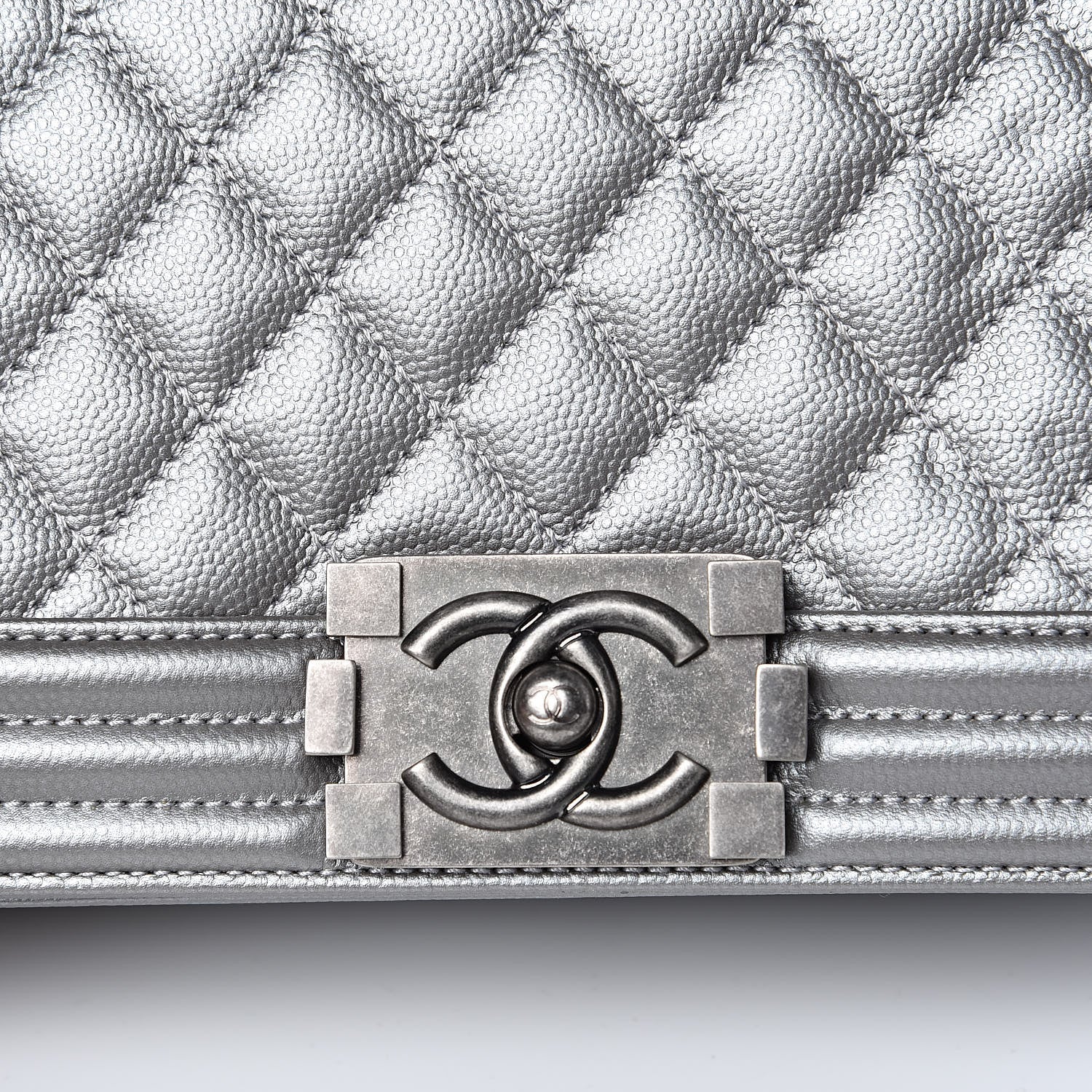 Chanel Metallic Caviar Quilted Medium Boy Flap Silver 10 of 15