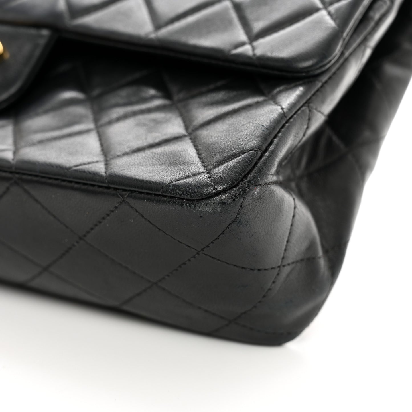 Lambskin Quilted Medium Double Flap Black