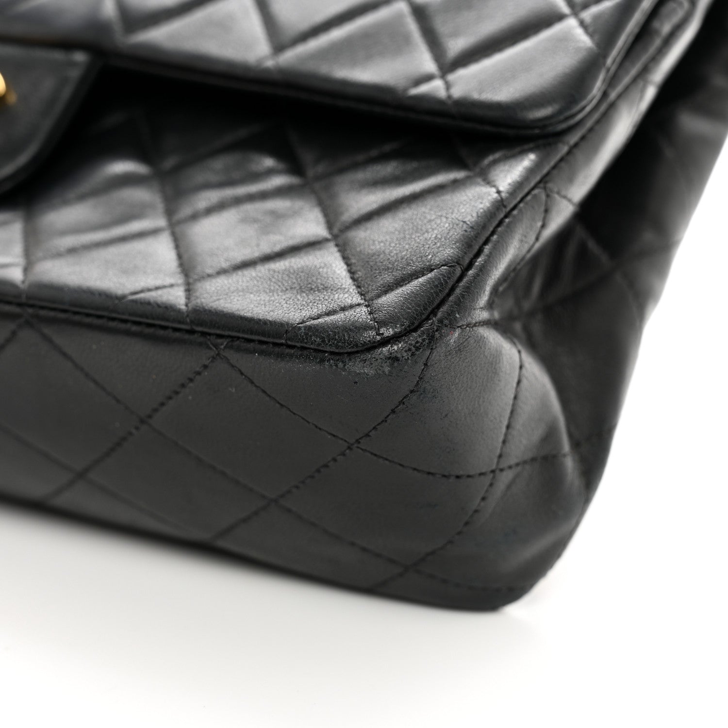 Chanel Lambskin Quilted Medium Double Flap Black 12 of 13