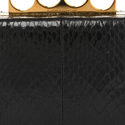 Alexander McQueen Snakeskin Poppy Cage Knuckle Box Clutch Black 8 of 13