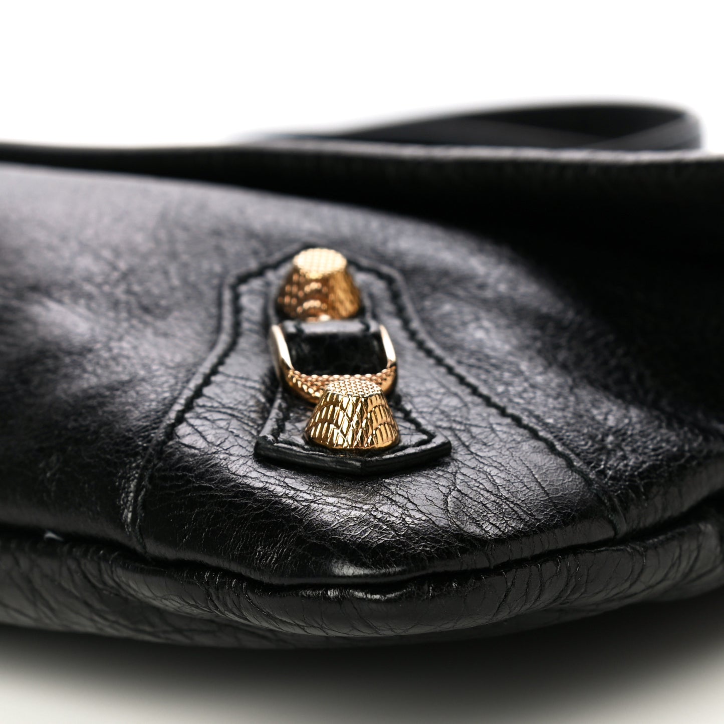 Agneau Giant 12 Gold Hardware Envelope Strap Clutch Black