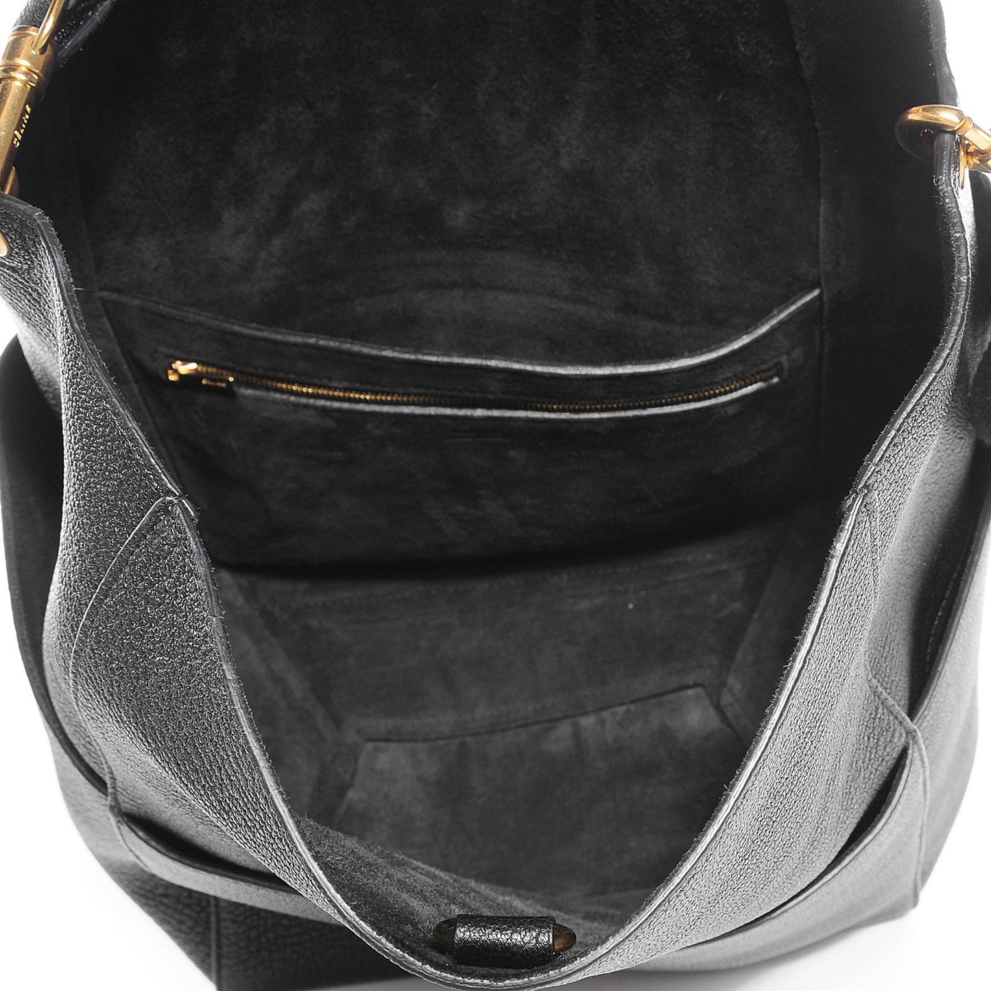 Goatskin Sangle Bucket Bag Black