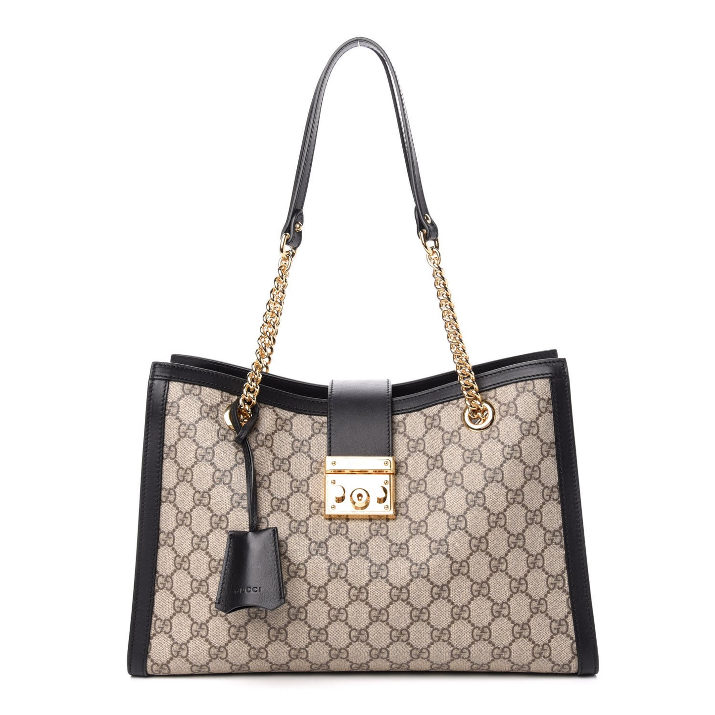 GG Supreme Monogram Medium Padlock Tote Black