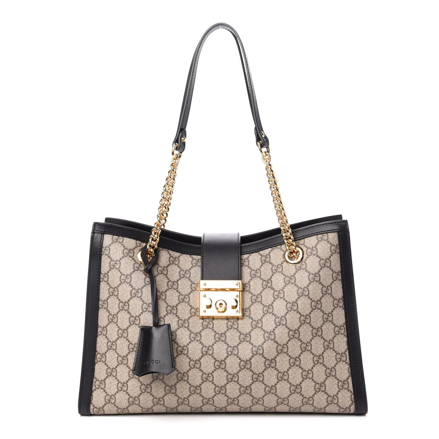 Gucci GG Supreme Monogram Medium Padlock Tote Black 1 of 12