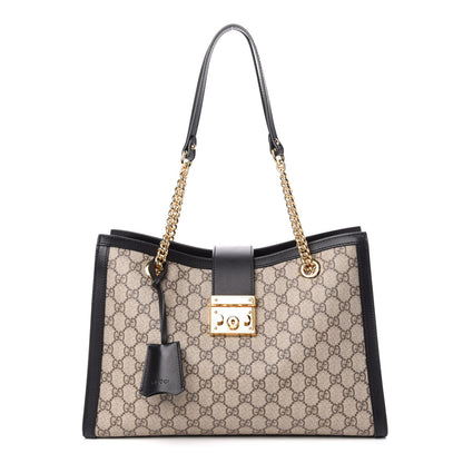 Gucci GG Supreme Monogram Medium Padlock Tote Black 1 of 12
