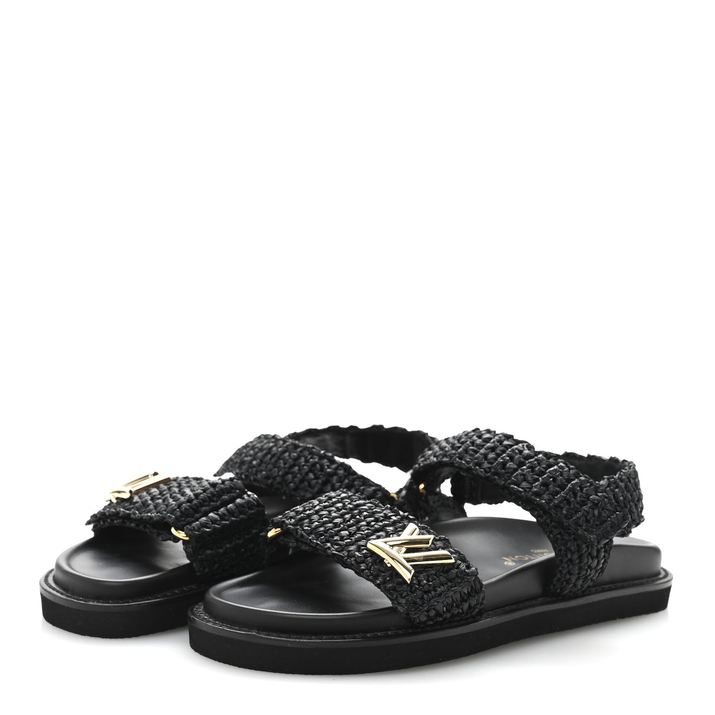 Raffia Sunset Comfort Flat Sandals 36.5 Black
