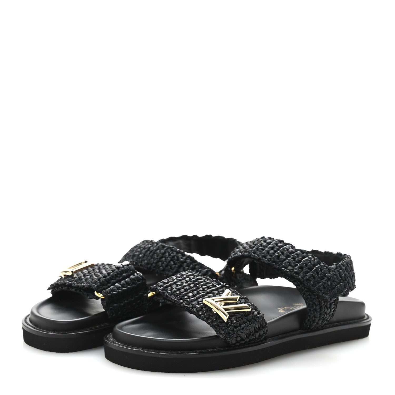 Louis Vuitton Raffia Sunset Comfort Flat Sandals 36.5 Black 4 of 9
