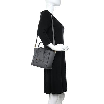 Celine Drummed Calfskin Nano Luggage Kohl 2 of 10